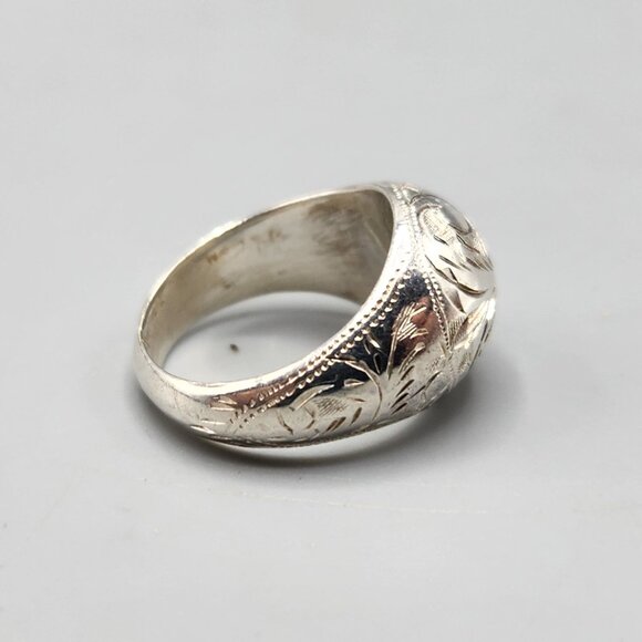 Vintage Etched Sterling Silver Ring Size 5 SIAM 925 Thailand Engraved - Picture 1 of 8